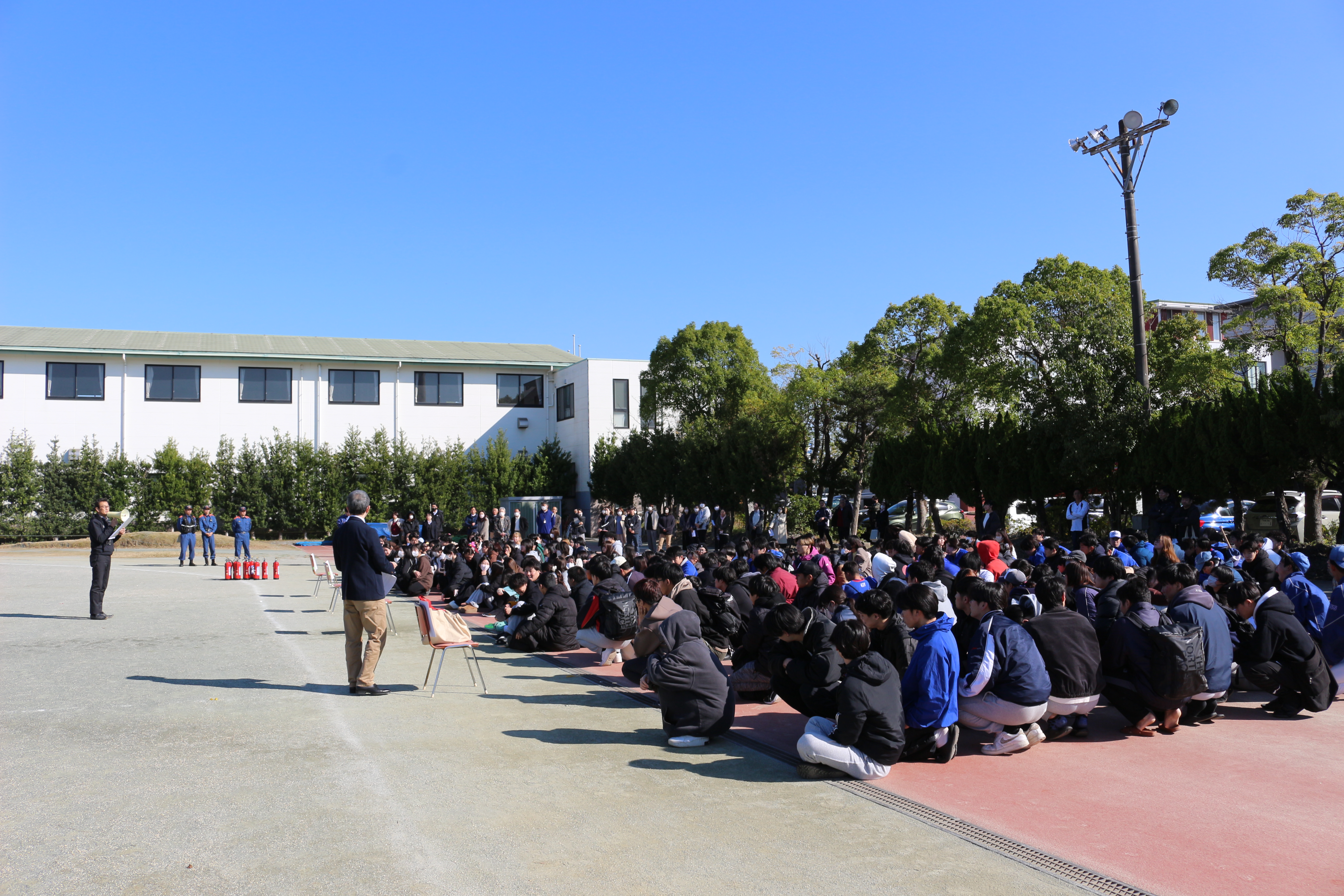 清和大学・清和短大合同で、	「自衛消防訓練」を実施しました